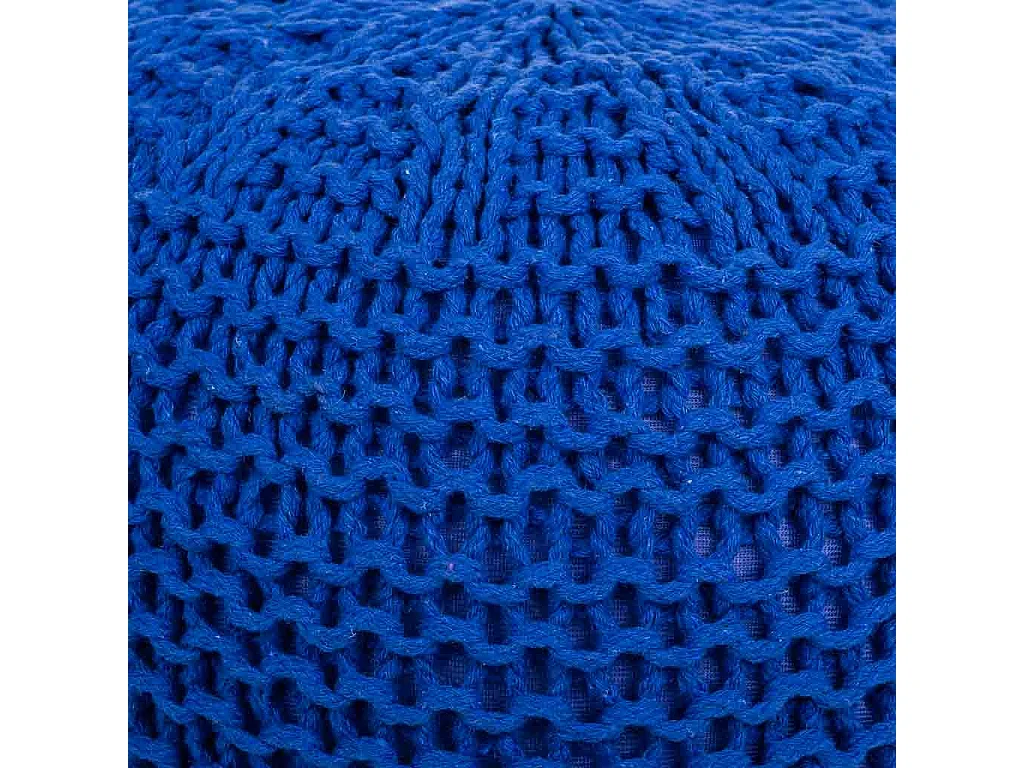 Pouf in cotone intrecciato blu 38x38x28h