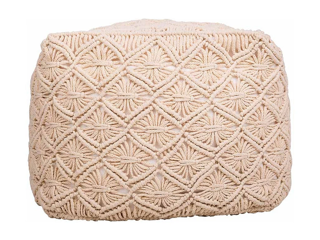 Puf in cotone intrecciato panna 45x45x40h