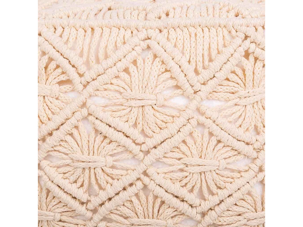 Puf in cotone intrecciato panna 45x45x40h