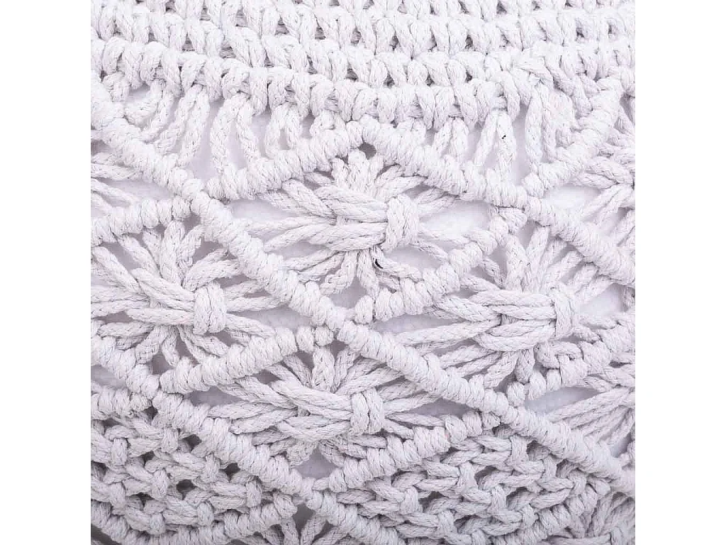 Weißer geflochtener Baumwoll-Puff 45x45x33h cm