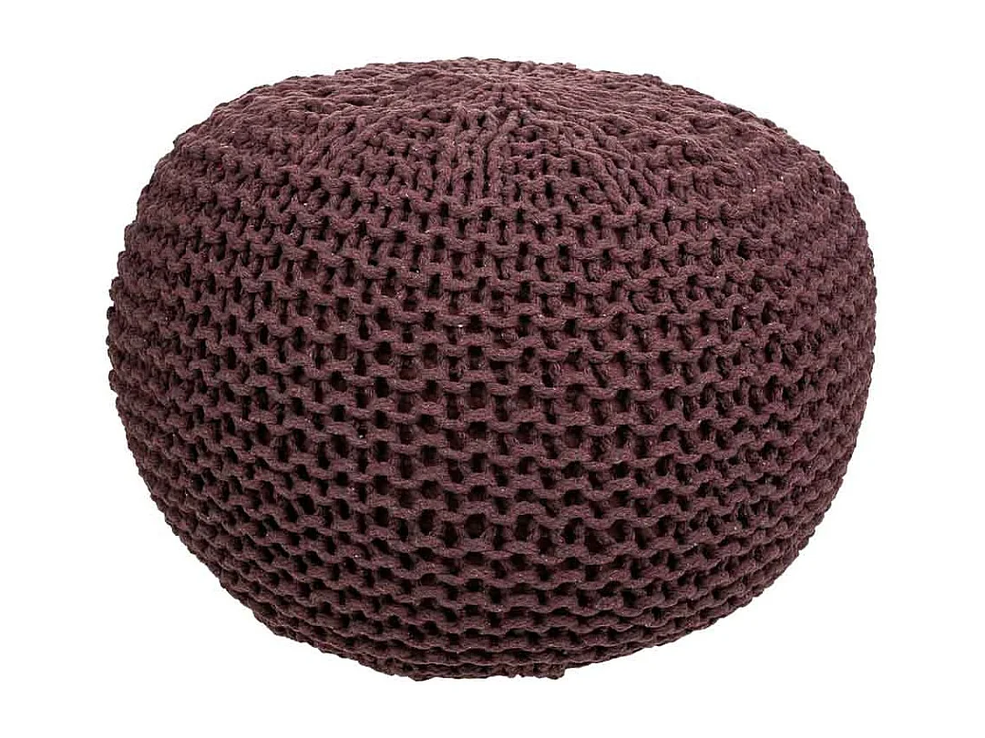 Pouf en coton tressé marron 40x40x30h