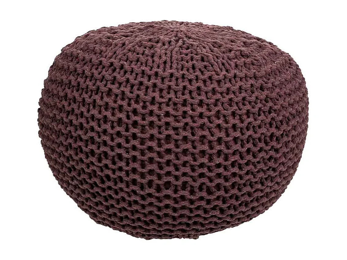 Pouf en coton tressé marron 40x40x30h