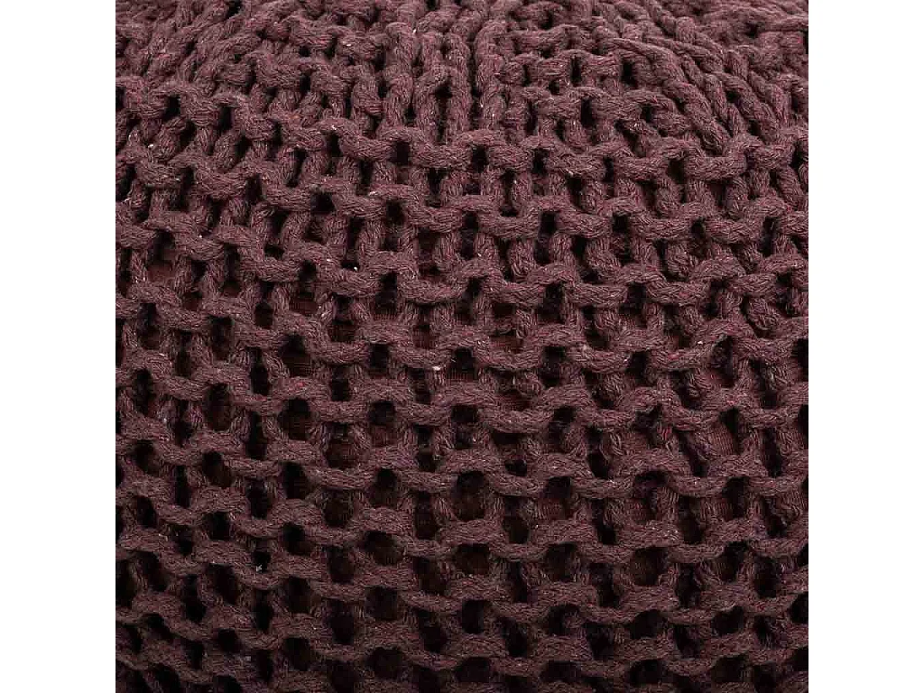 Pouf en coton tressé marron 40x40x30h
