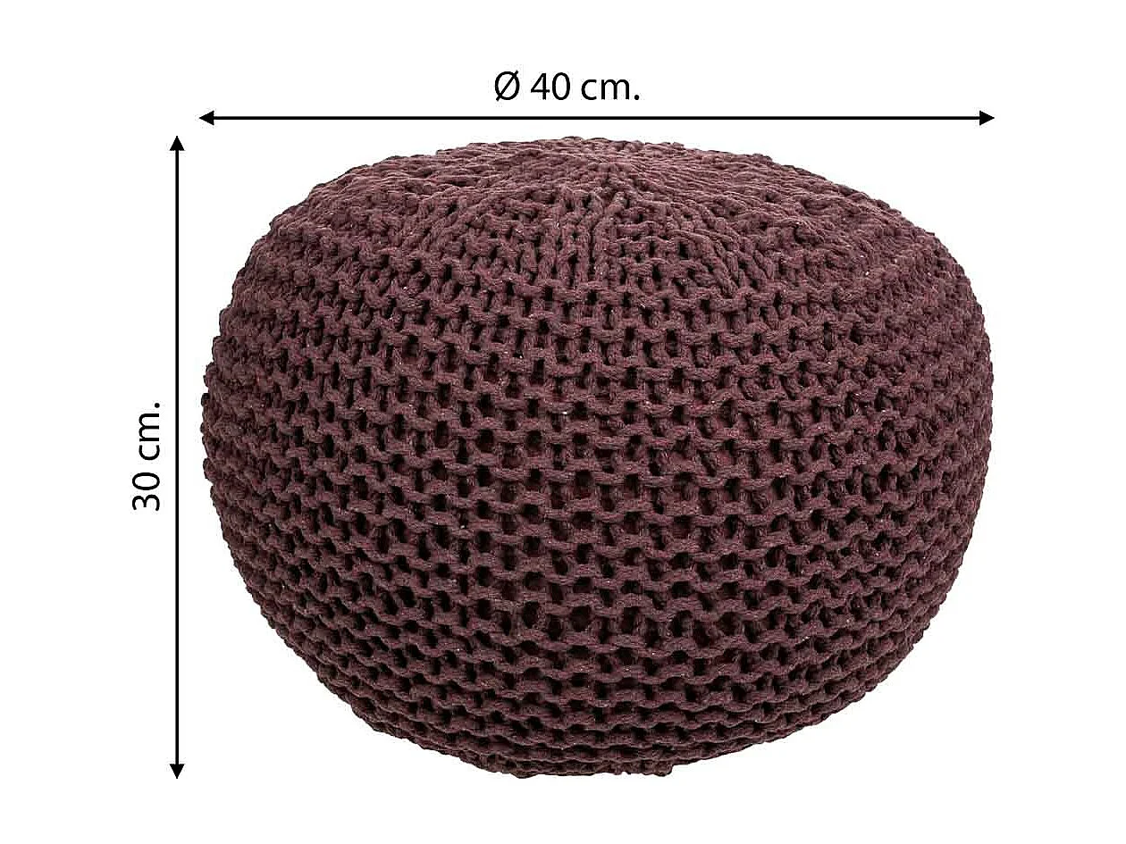 Pouf en coton tressé marron 40x40x30h