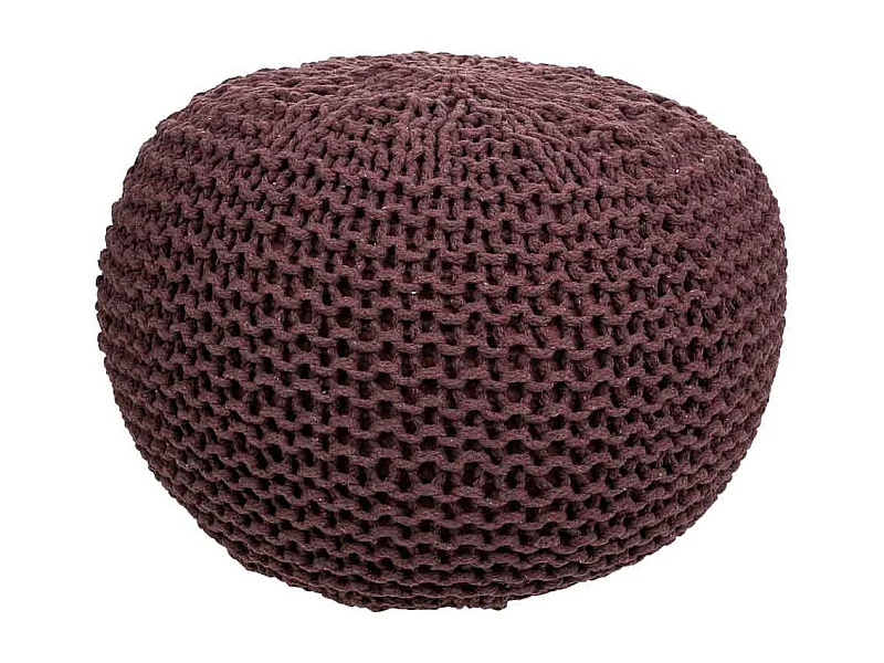 Pouf en coton tressé marron 40x40x30h