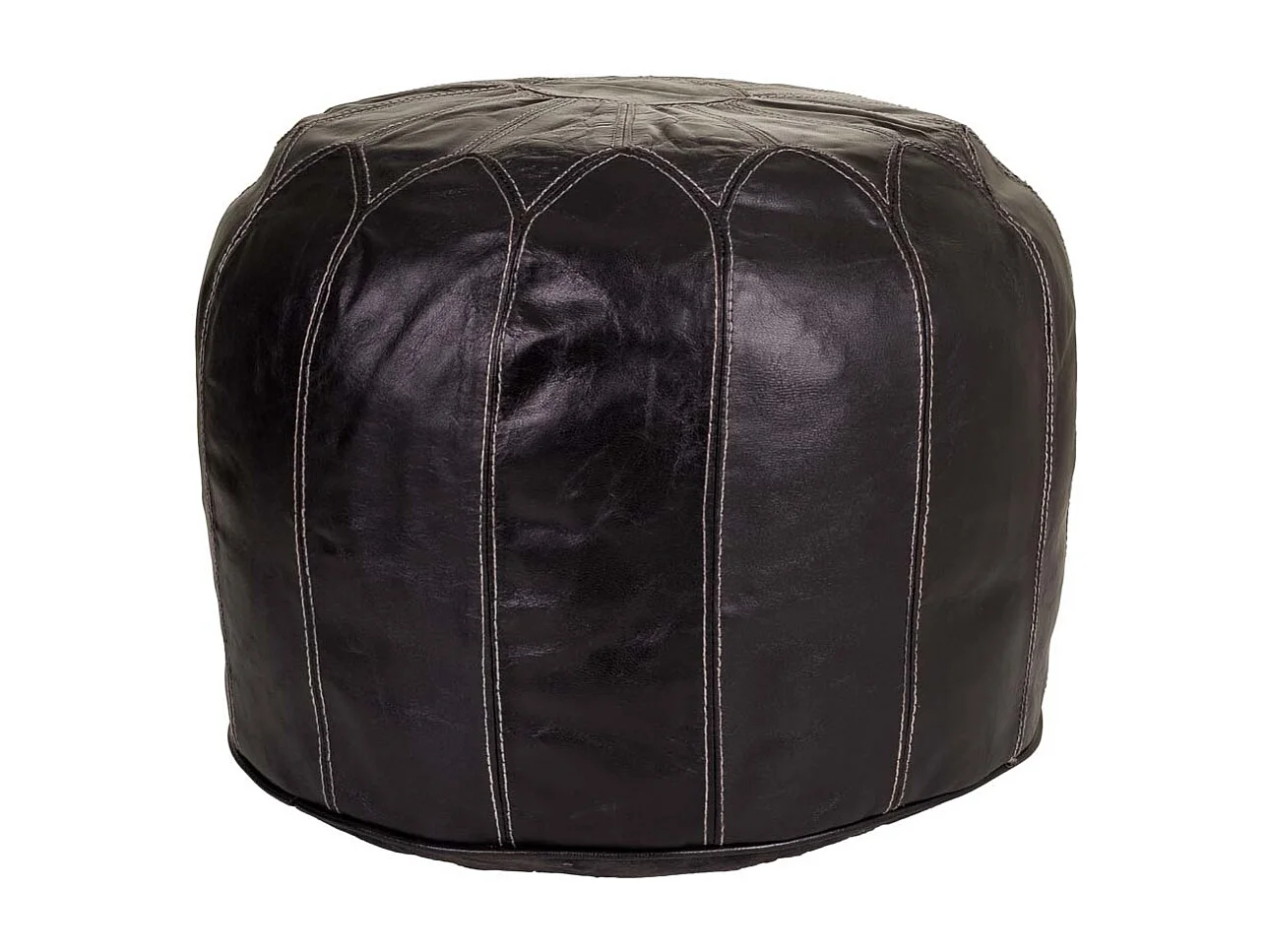 Pouf en cuir marron 48x48x35h