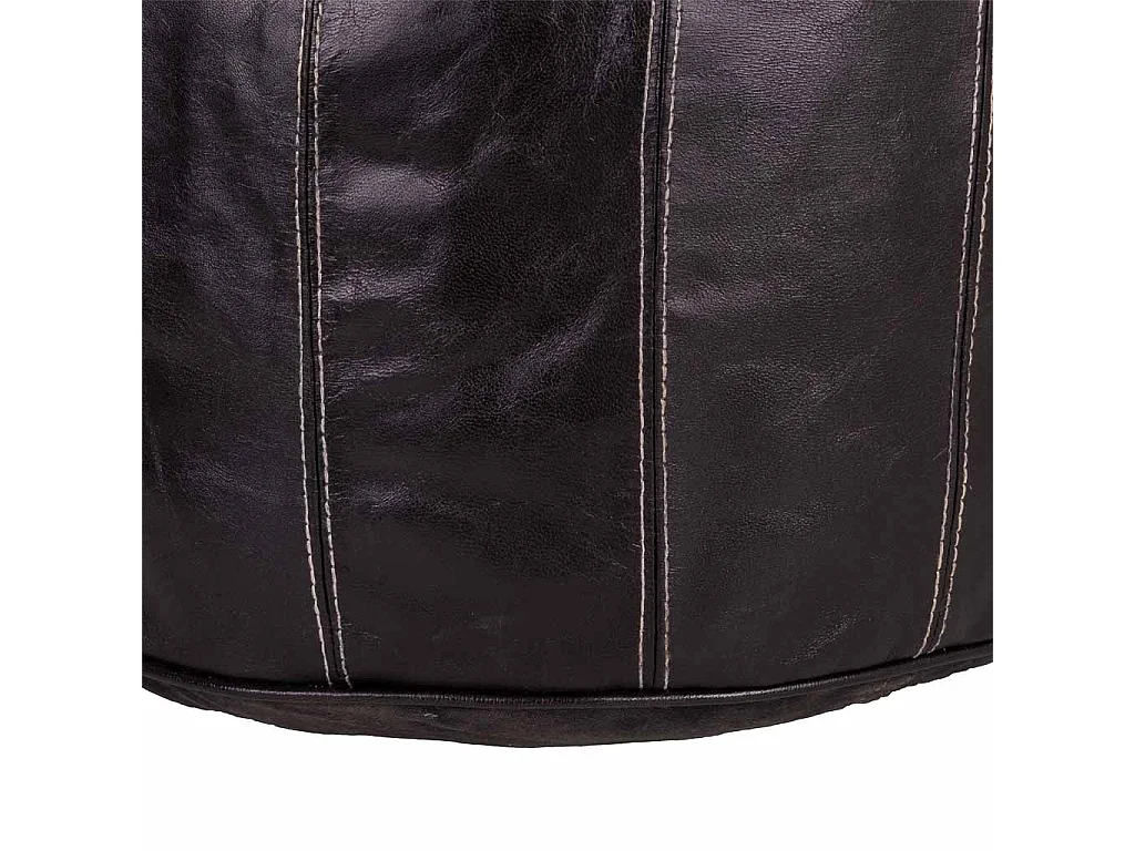 Pouf en cuir marron 48x48x35h