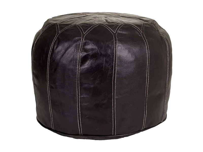 Pouf en cuir marron 48x48x35h