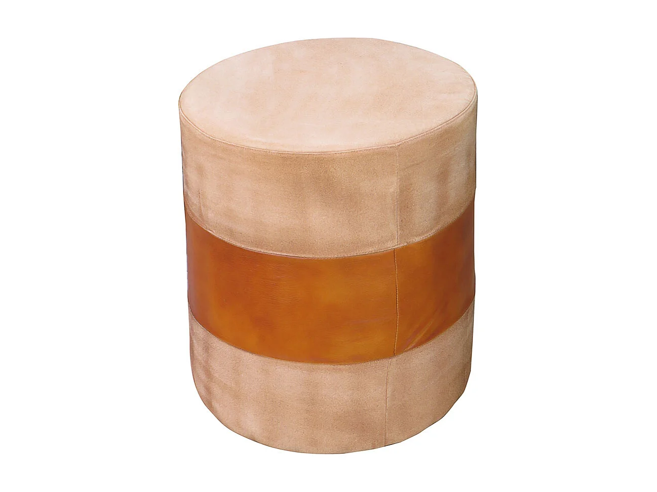 Brauner handgefertigter gepolsterter Sitzpuff 42x42x45h cm