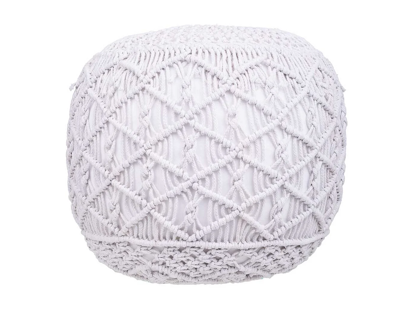 Weißer geflochtener Baumwoll-Puff, 45 x 45 x 40 cm