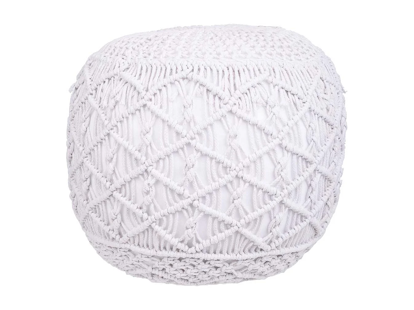 Weißer geflochtener Baumwoll-Puff, 45 x 45 x 40 cm