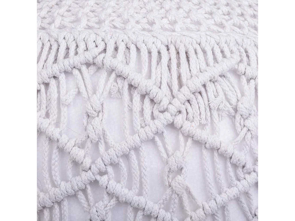 Weißer geflochtener Baumwoll-Puff, 45 x 45 x 40 cm