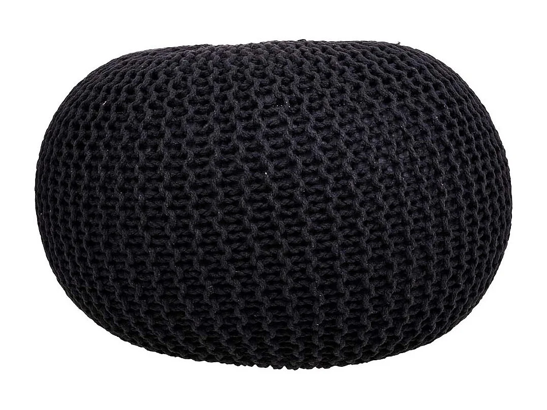 Pouf en coton tressé noir 45x45x30h