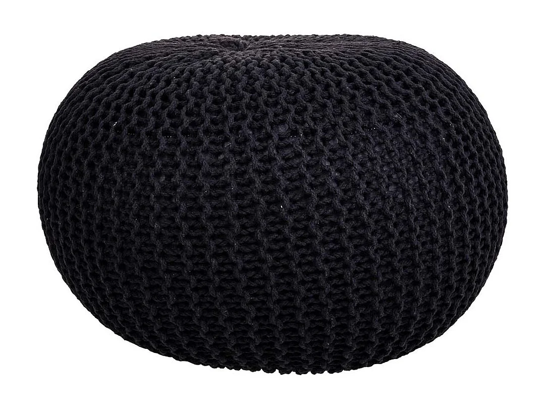 Pouf en coton tressé noir 45x45x30h