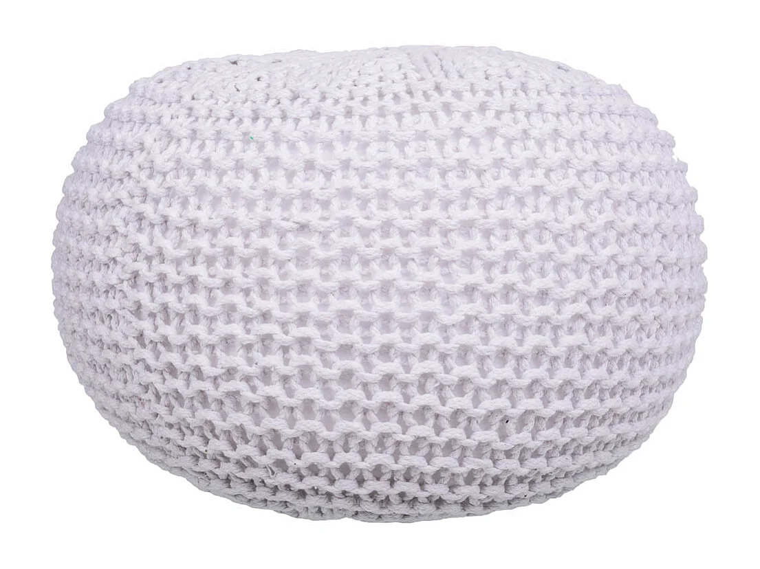 Pouf en coton tressé blanc 38x38x30h
