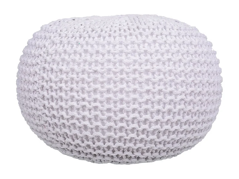 Pouf en coton tressé blanc 38x38x30h