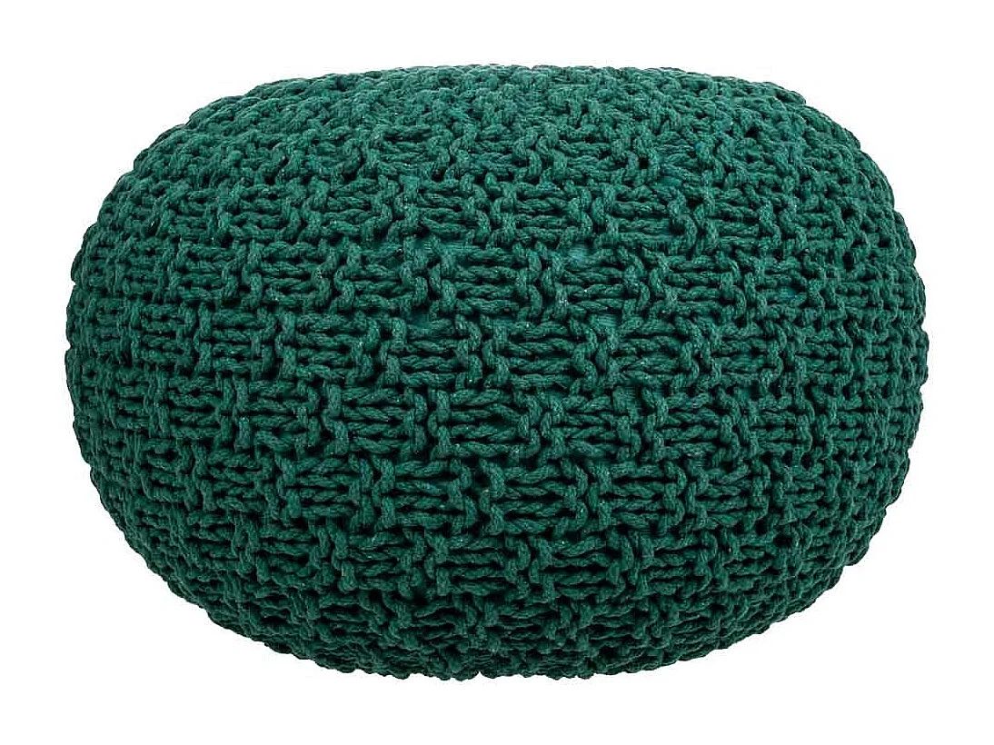 Pouf en coton tressé vert 45x45x30h