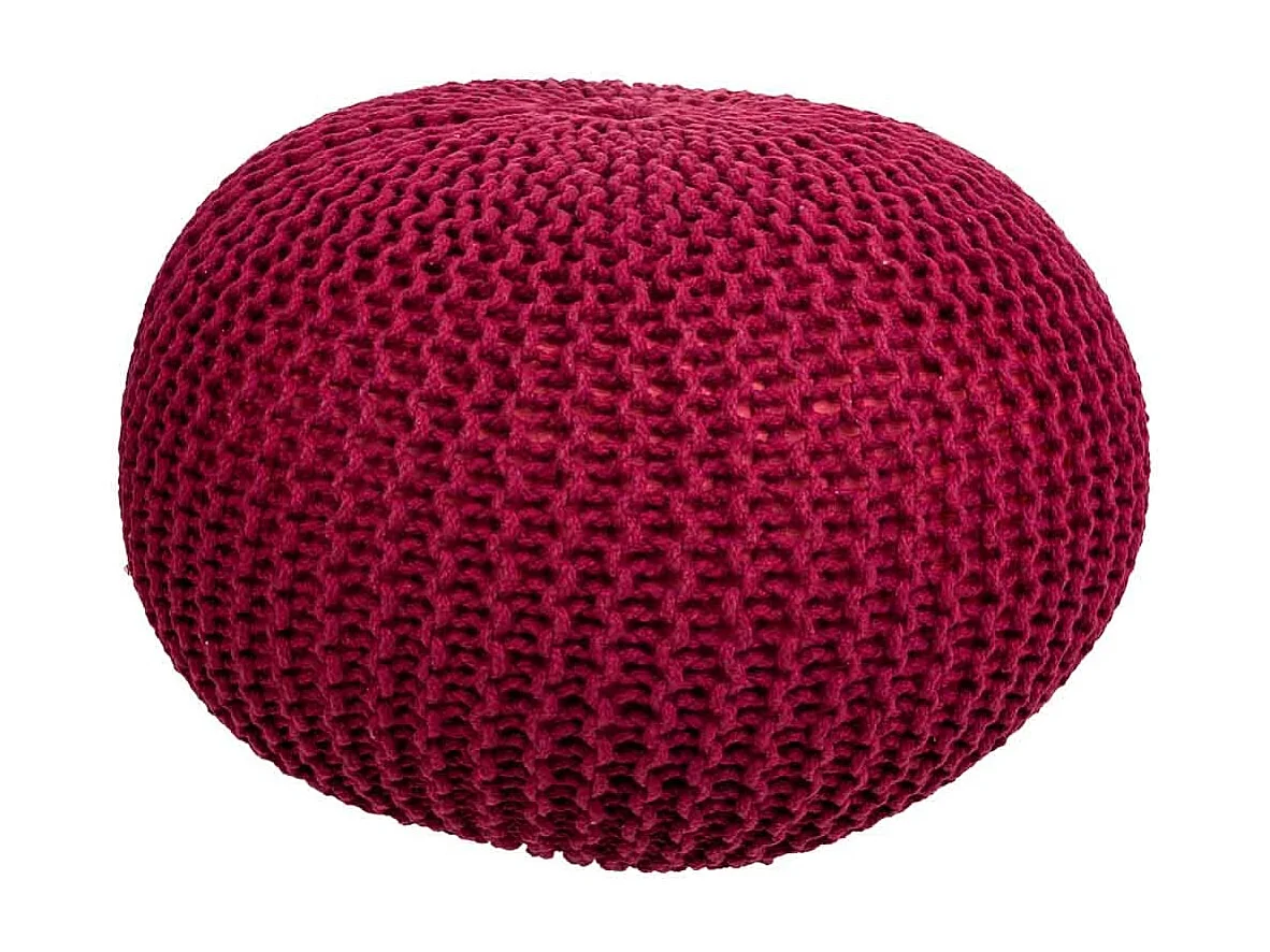 Pouf en coton tressé rouge 45x45x30h