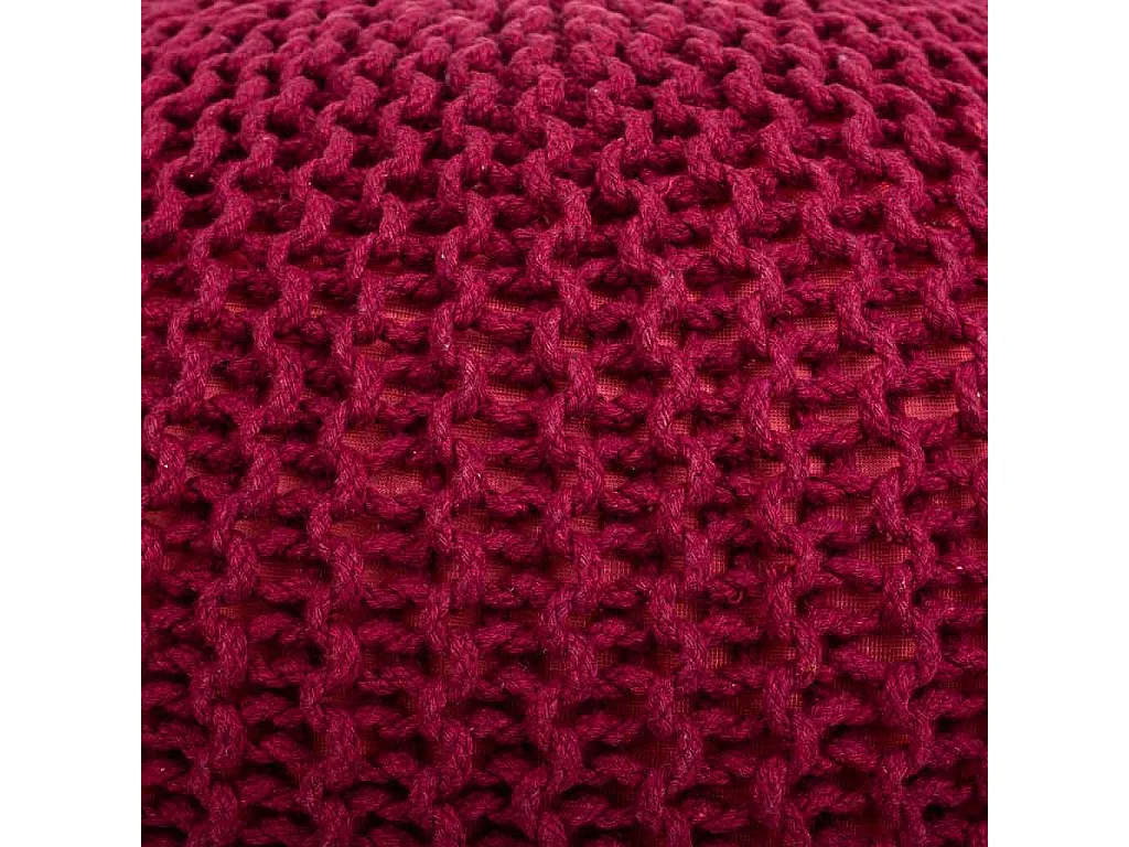 Pouf en coton tressé rouge 45x45x30h