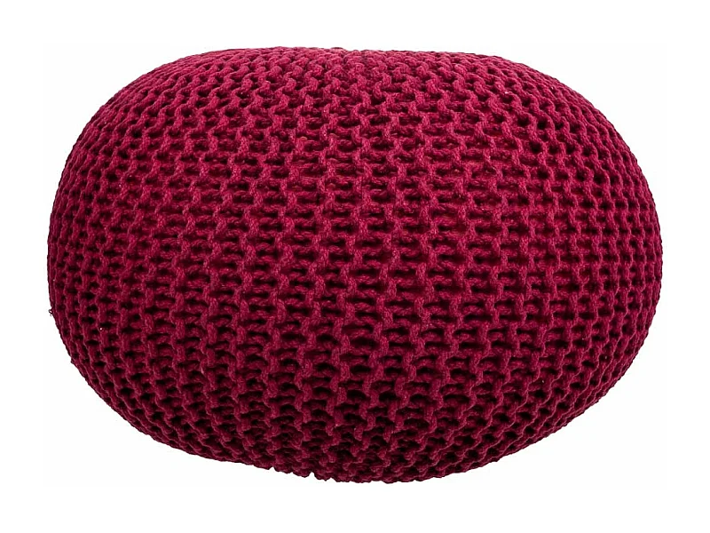 Pouf en coton tressé rouge 45x45x30h