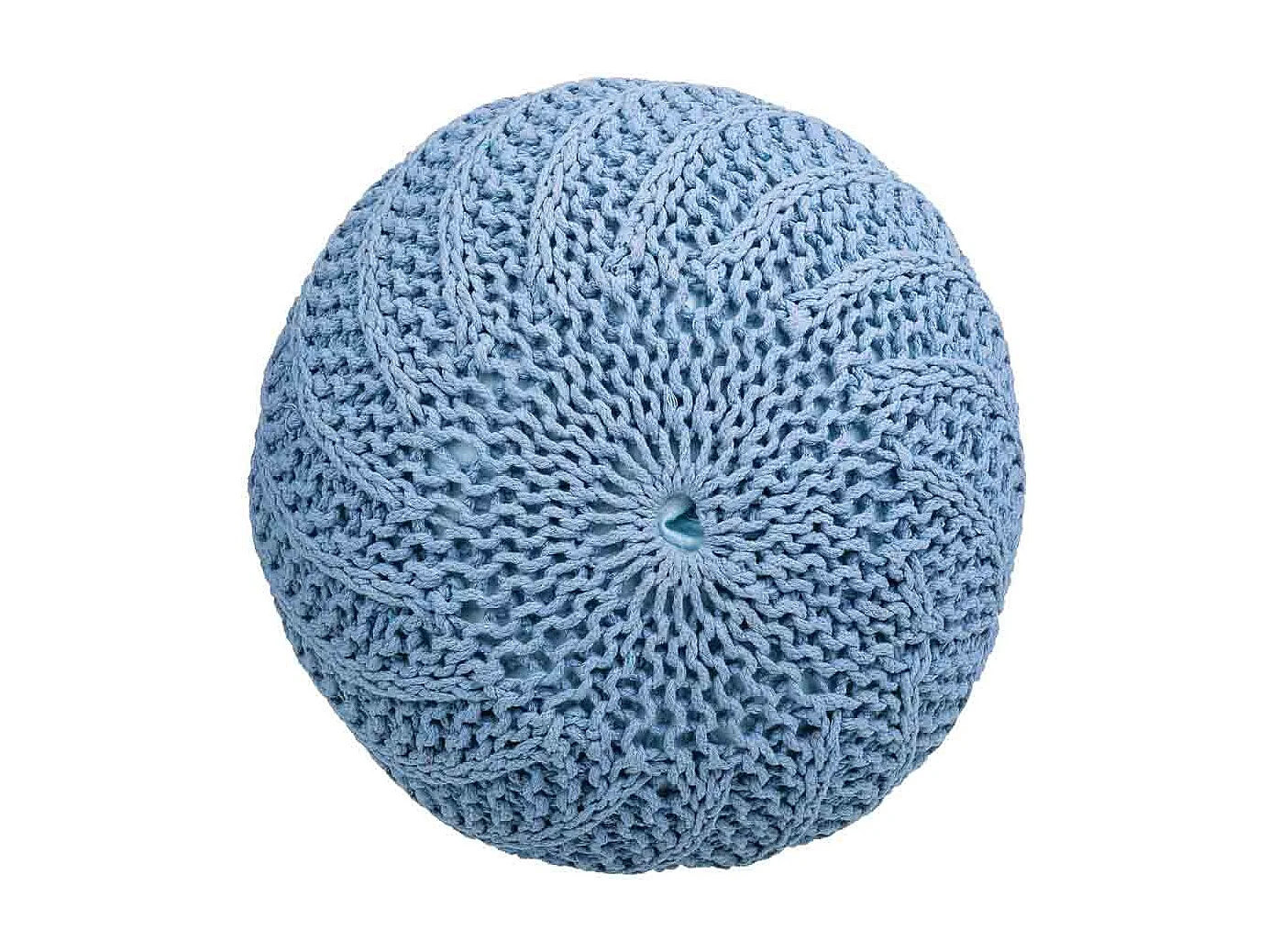 Pouf en coton tressé bleu 45x45x30h