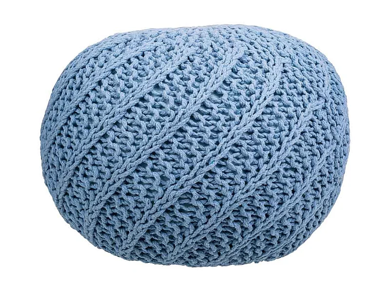 Pouf en coton tressé bleu 45x45x30h