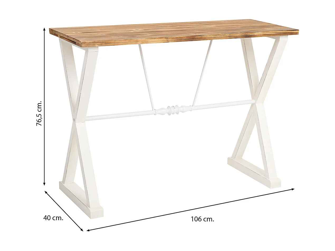 Console en bois et métal laqué blanc 106x40x76,5h cm