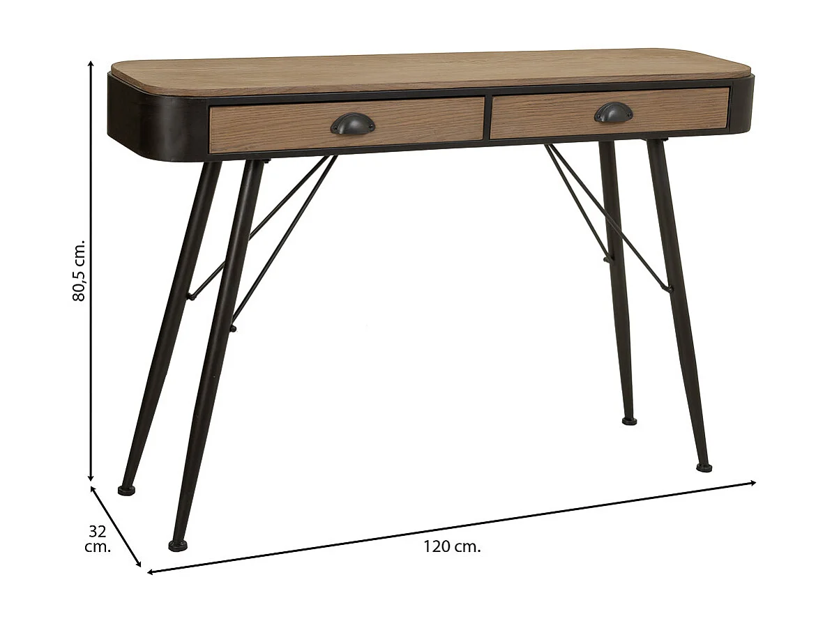 Console en bois et métal marron 120x32x80,5