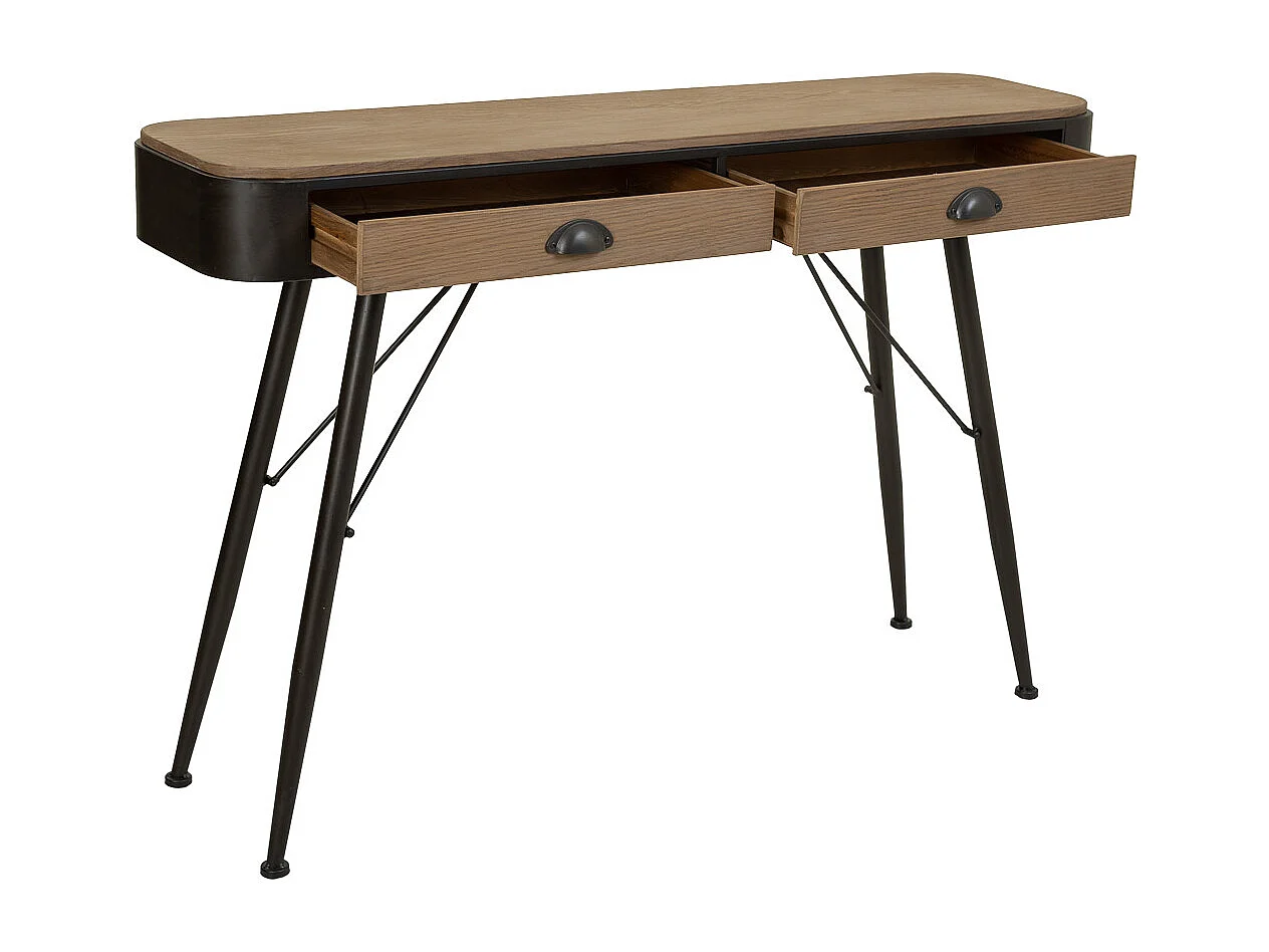 Console en bois et métal marron 120x32x80,5