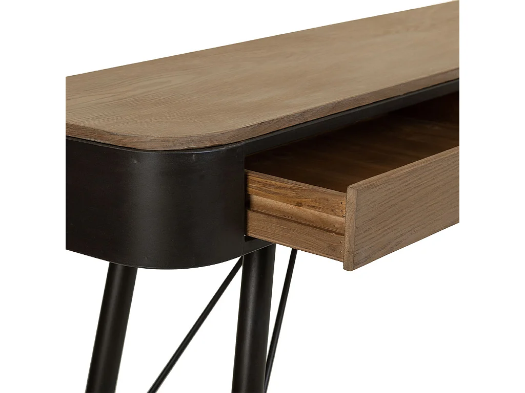 Console en bois et métal marron 120x32x80,5