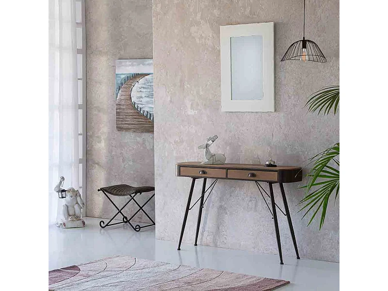 Console in legno e metallo marrone 120x32x80,5