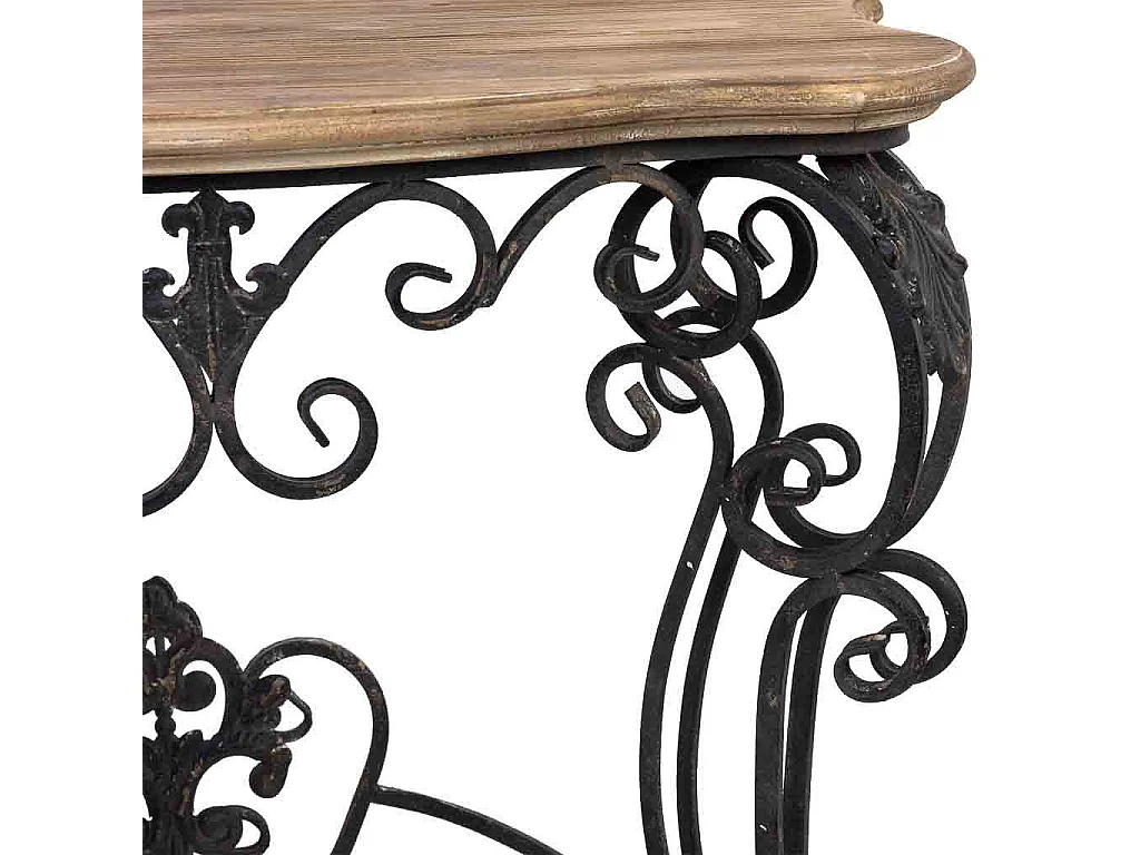 Flurkommode aus Holz und Metall im antiken Finish, 87x41x80h cm