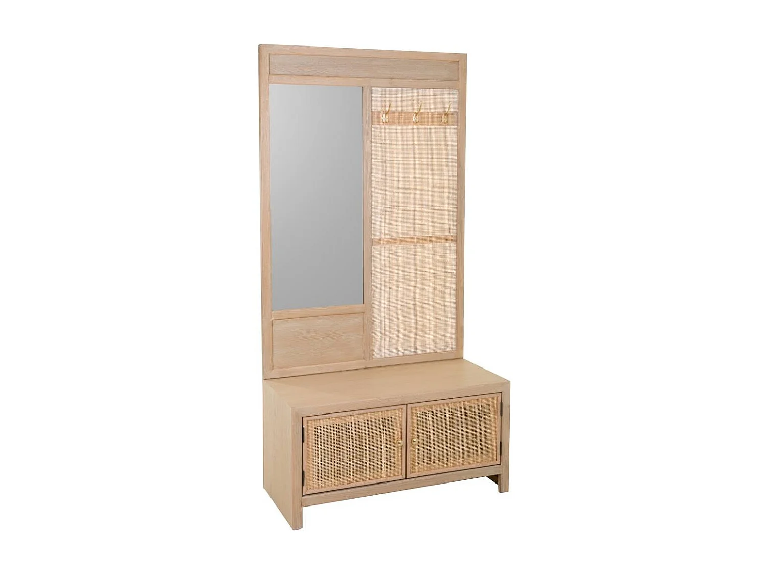 Mobile ingresso panca MDF e griglia, marrone, 90x181h