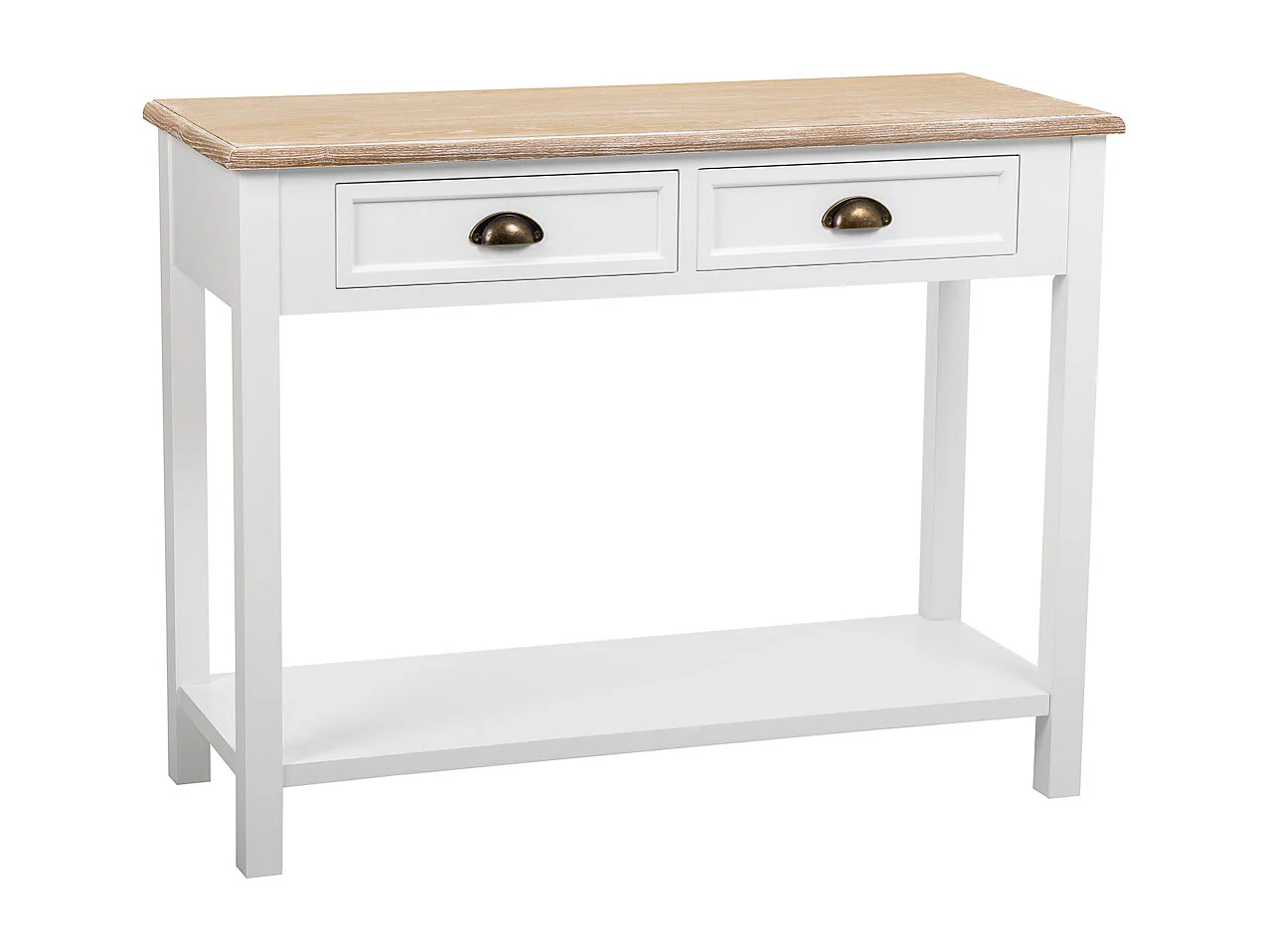 Recibidor de madera de 2 cajones y 1 balda blanco 100x40x78