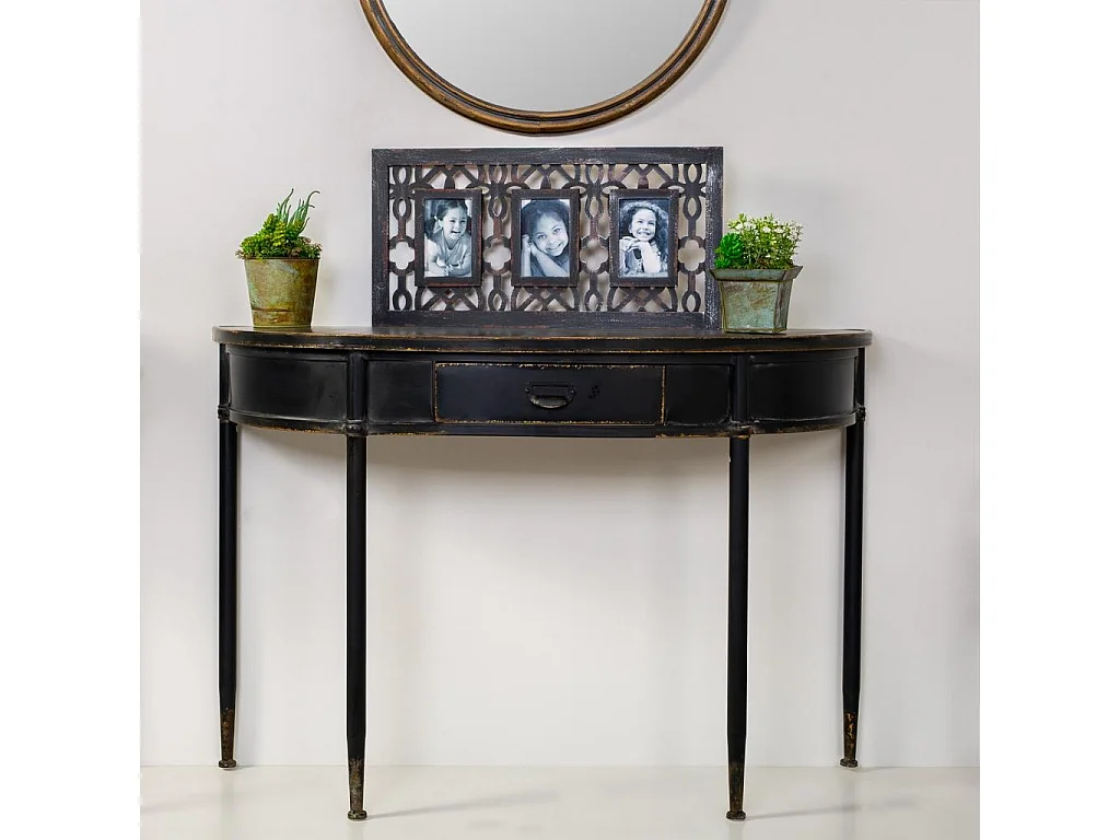 Console en métal noir 120x44x80h