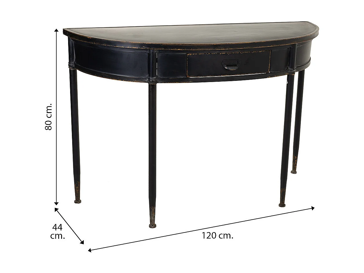 Console en métal noir 120x44x80h
