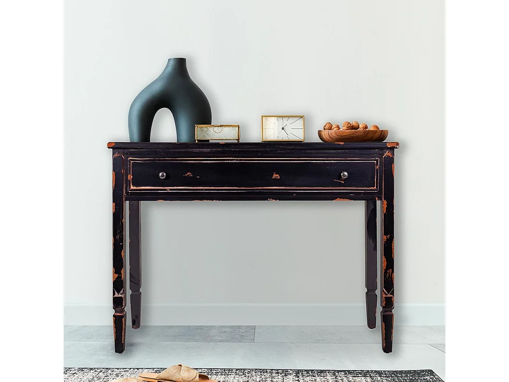 Schwarze Holzkonsole 112x38x82h cm