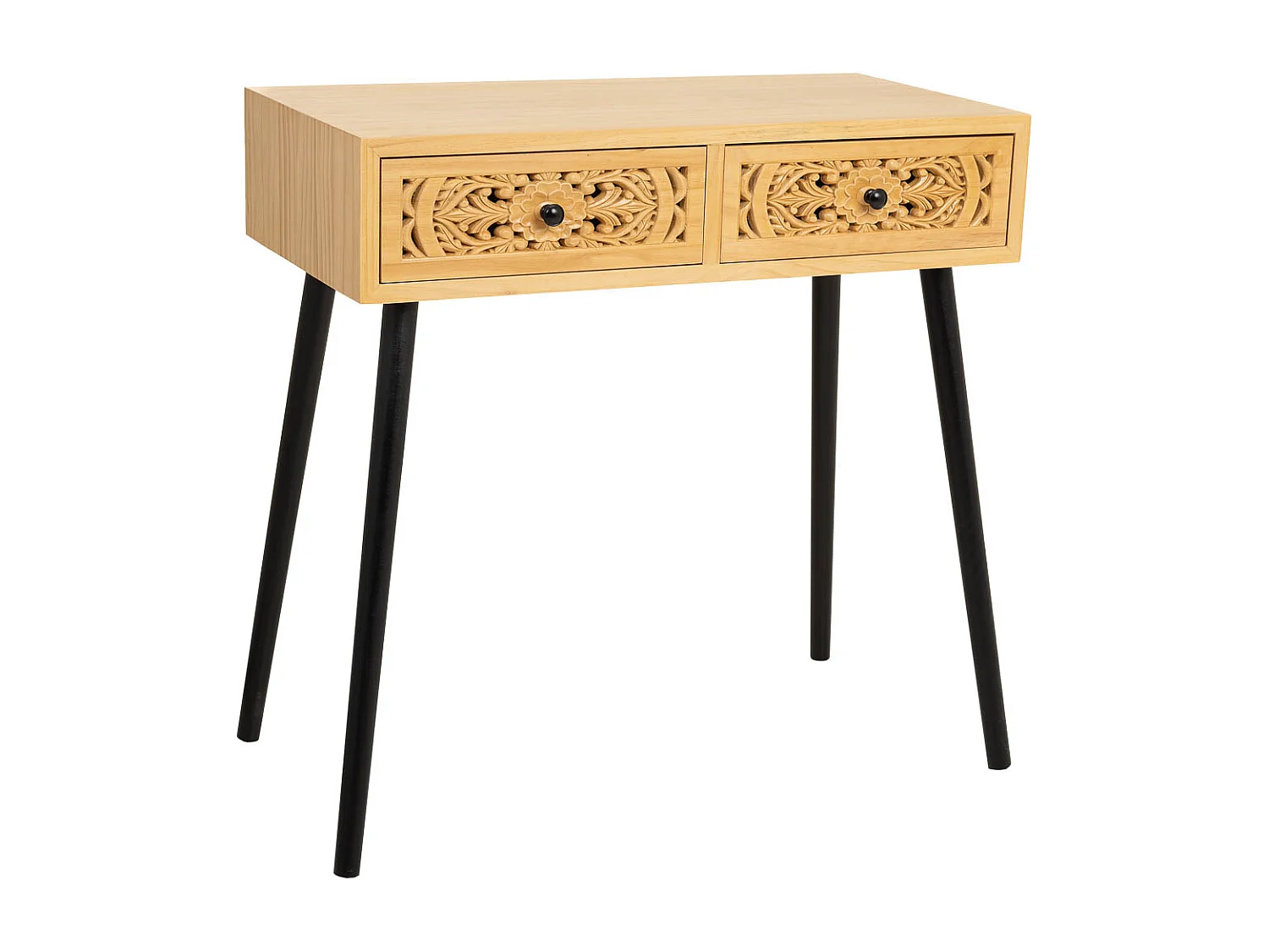 Holz Empfänger brun mit 2 Schubladen 80x42x79