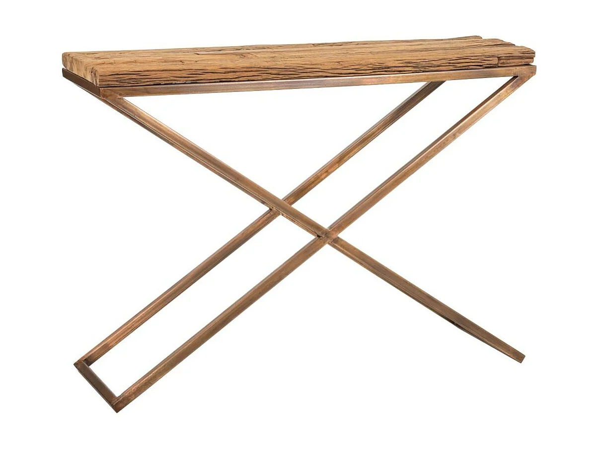 Recibidor de madera y metal marrón 112x37x82