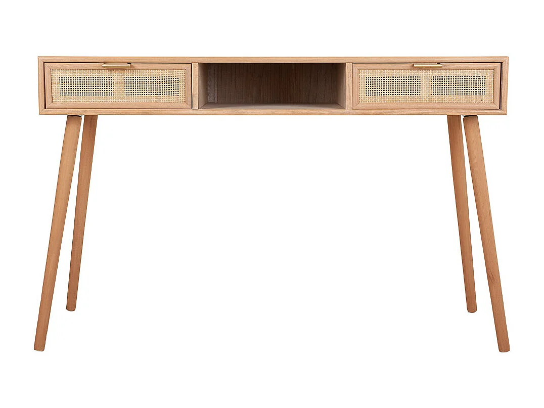 Flurtisch aus Holz und braunem Gitter 120x42x79h cm