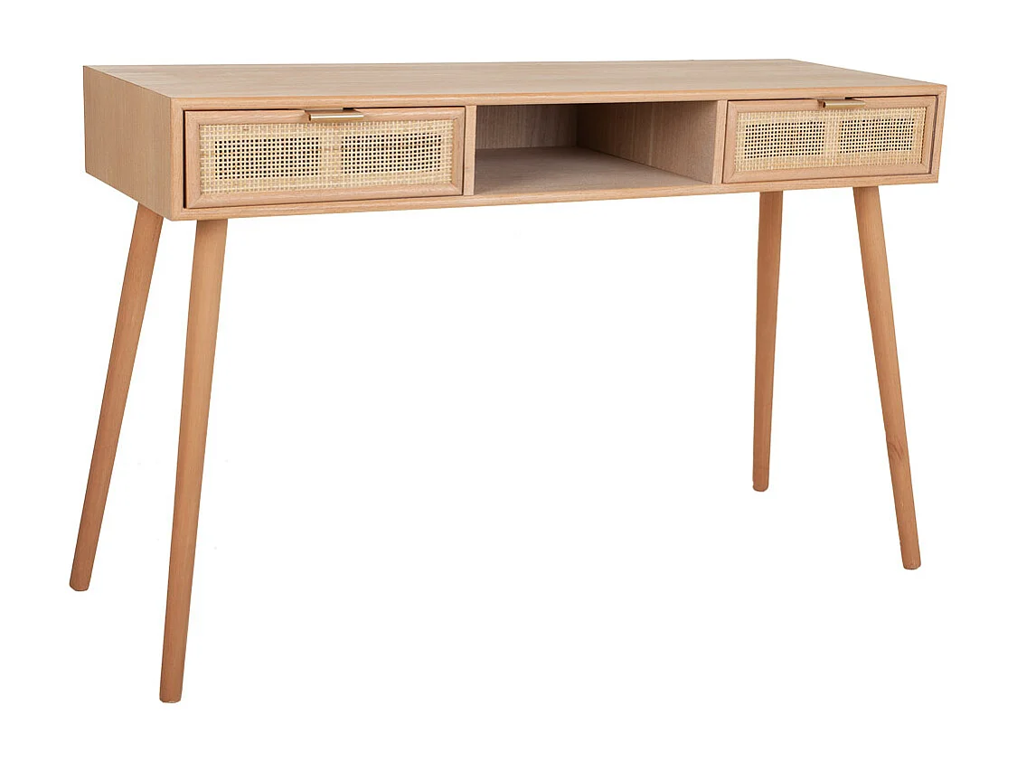 Flurtisch aus Holz und braunem Gitter 120x42x79h cm