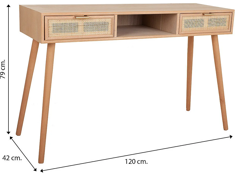 Recibidor de MDF y rejilla marrón 120x42x79