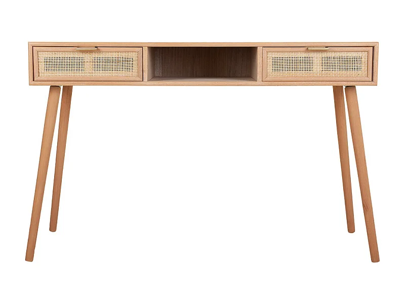 Flurtisch aus Holz und braunem Gitter 120x42x79h cm