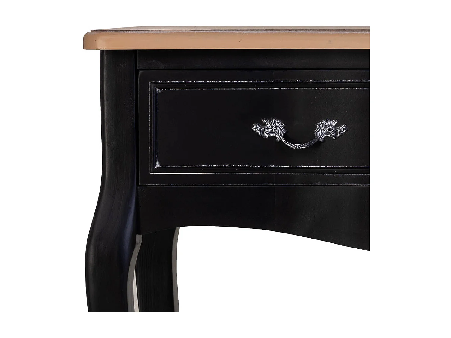 Console in legno laccato nero invecchiato con 3 cassetti 115x50x80h cm