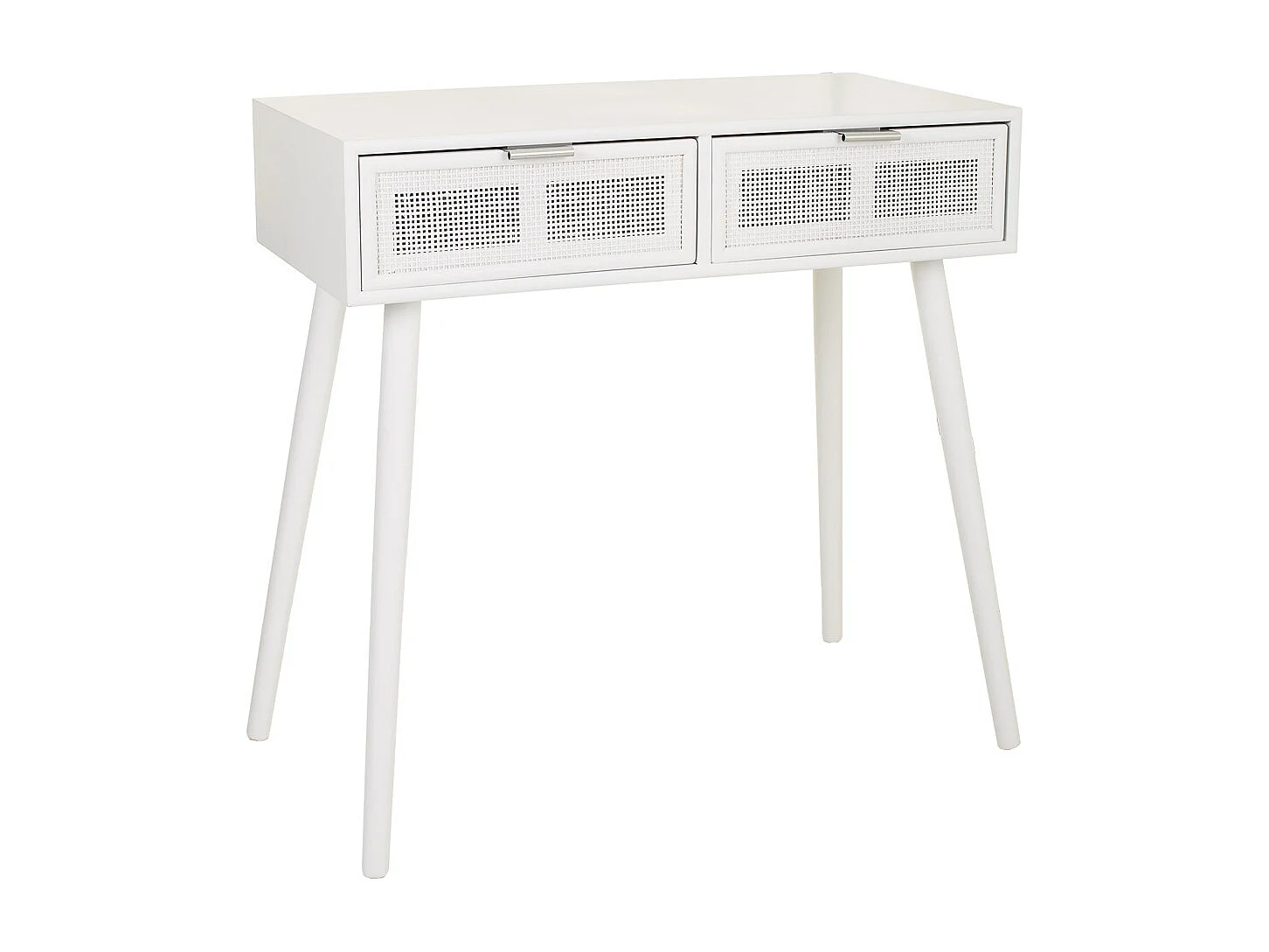Mobile da ingresso in legno bianco e rete 80x42x79h