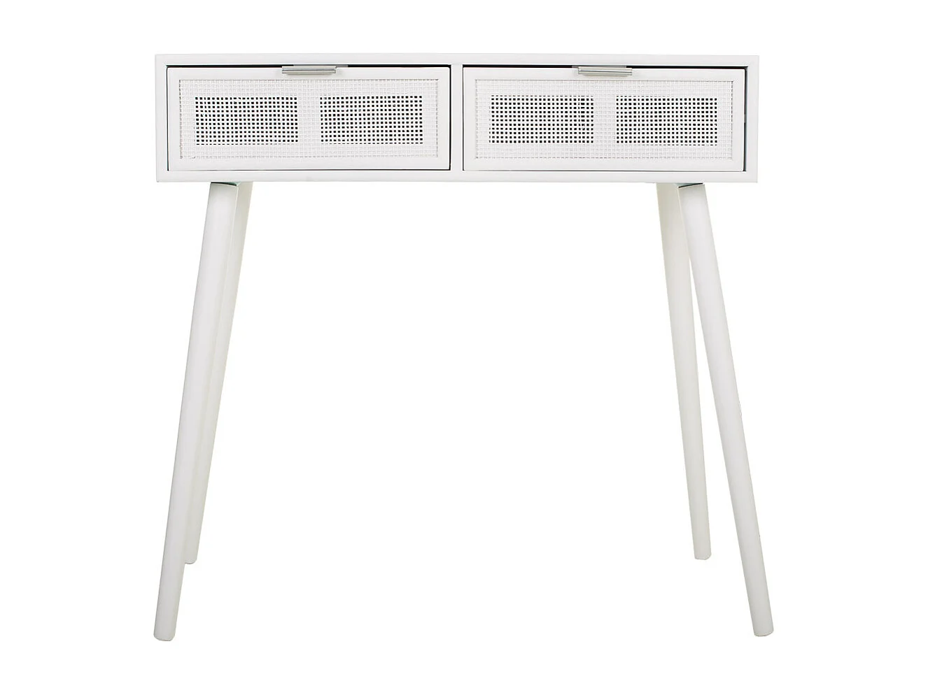 Mobile da ingresso in legno bianco e rete 80x42x79h