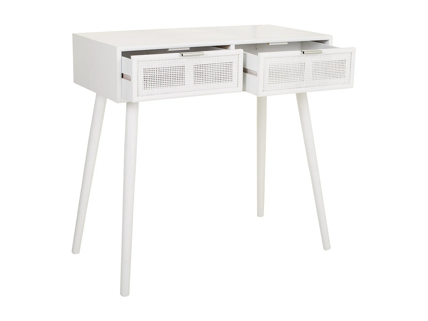 Mobile da ingresso in legno bianco e rete 80x42x79h