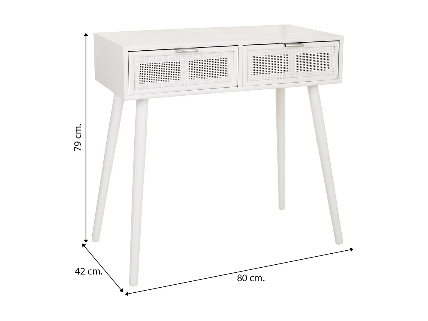 Mobile da ingresso in legno bianco e rete 80x42x79h