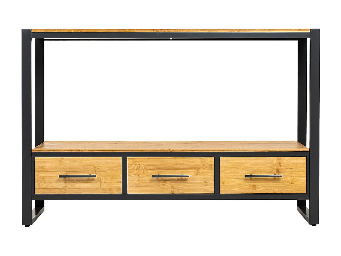 Mobile da ingresso in metallo e legno con 3 cassetti 120x35x79,5h cm