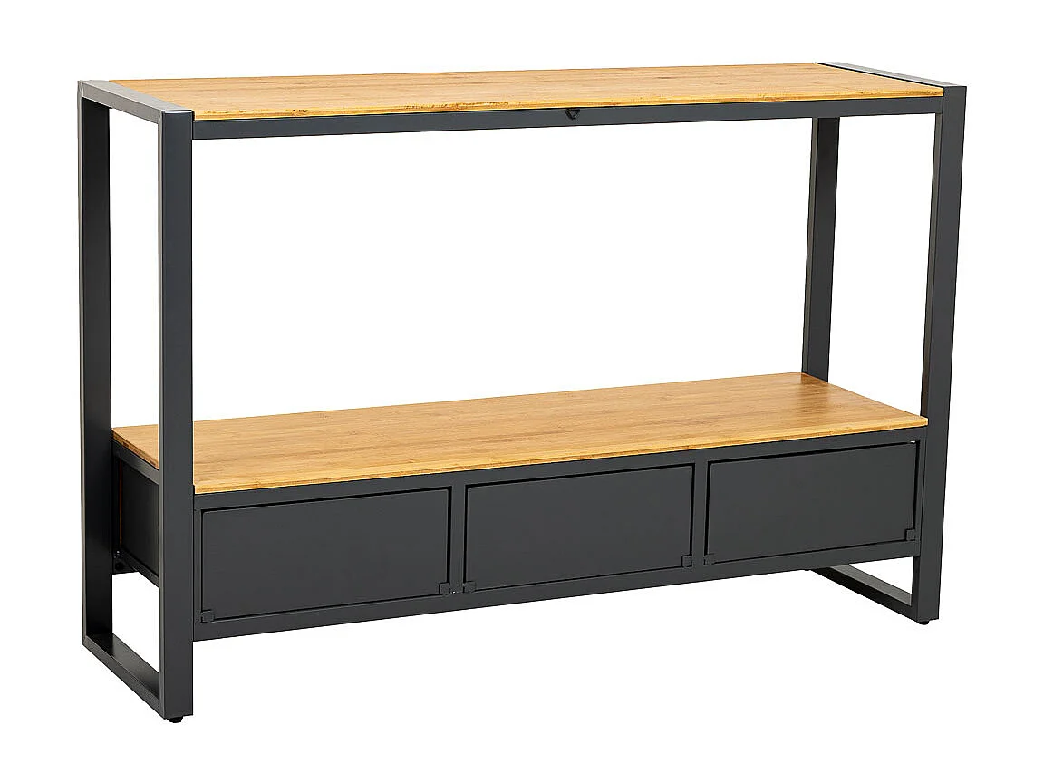 Mobile da ingresso in metallo e legno con 3 cassetti 120x35x79,5h cm